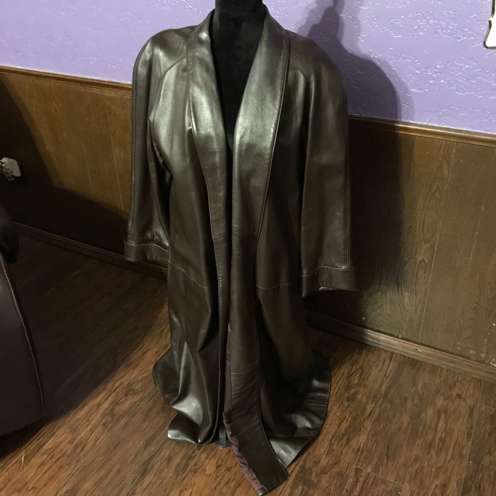 Leather Coat with Belt